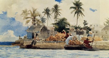  Fishing Painting - Sponge Fishing Nassau Realism marine painter Winslow Homer